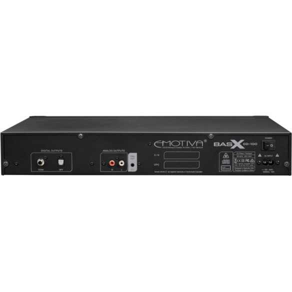 Emotiva BasX CD-100 - Lecteur CD - Noir
