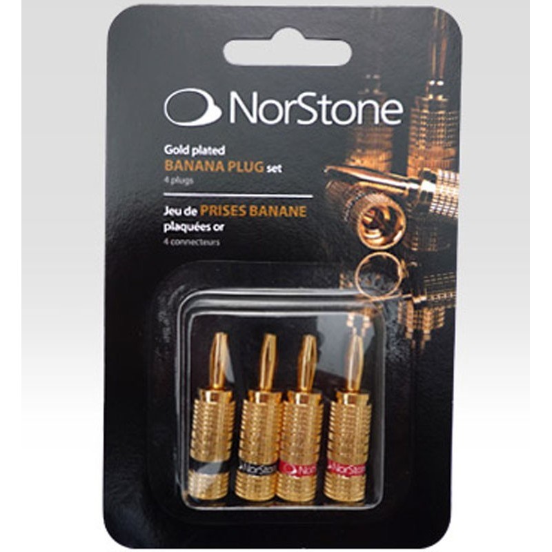 Banana Plugs Set Norstone - 4x Fiches Bananes plaqué or