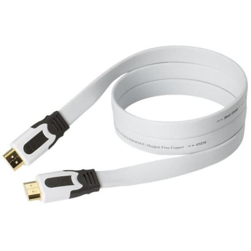 Real Cable HD-E Snow - Câble HDMI plat 5m Blanc