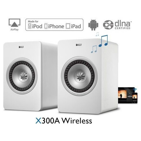 KEF X300A Wireless - Enceintes amplifiées sans fil Airplay, Wifi, DLNA Blanc ou Gris