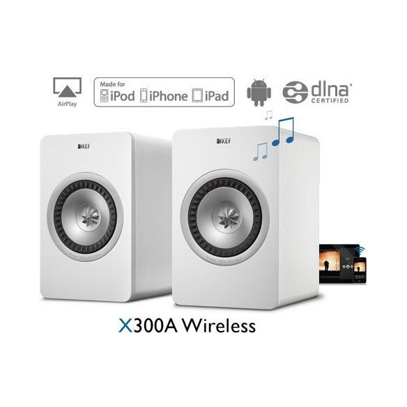 KEF X300A Wireless - Enceintes amplifiées sans fil Airplay, Wifi, DLNA Blanc ou Gris