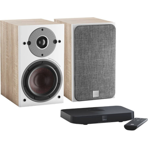 Dali Oberon 1C + Sound Hub Compact - Ensemble Stéréo Sans Fil - Noir, Blanc, Noyer ou Chêne