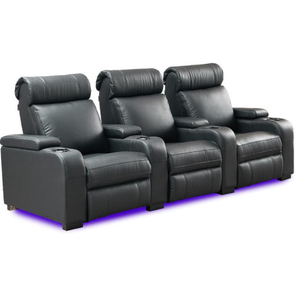 Lumene Hollywood Luxury III - Fauteuil Cinéma 3 places motorisé - Cuir Synthétique ou 100% Cuir