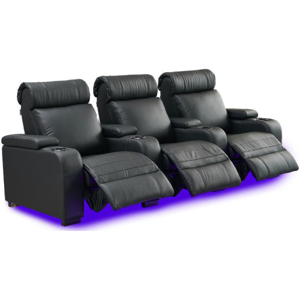 Lumene Hollywood Luxury III - Fauteuil Cinéma 3 places motorisé - Cuir Synthétique ou 100% Cuir