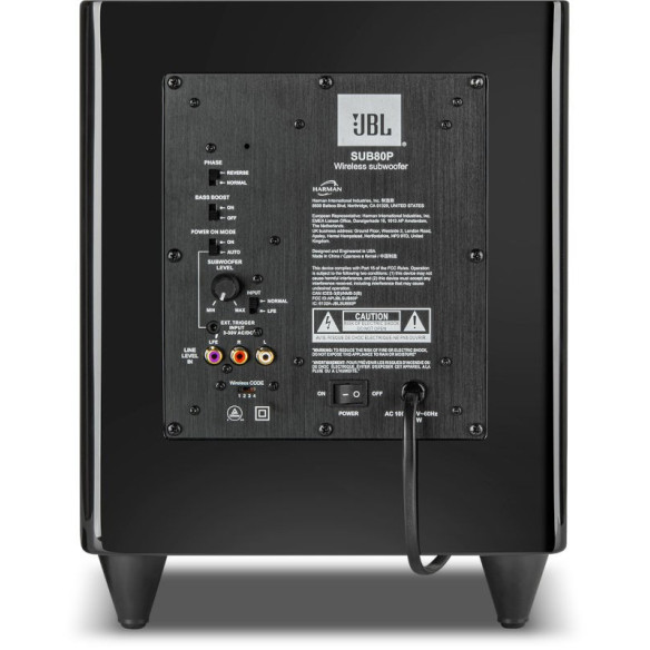 JBL SUB80P - Caisson de Basses Sans Fil - Laqué Noir