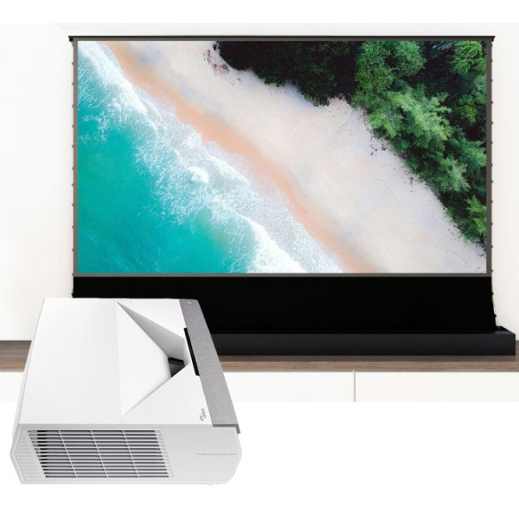 Pack Optoma P2 + Vividstorm FloorProUST 100" EXPO - Vidéoprojecteur laser UST avec écran motorisé à toile technique