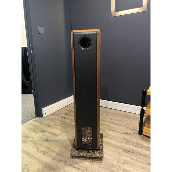 Sonus Faber Maxima Amator - Enceintes Colonnes avec socle en marbre noir - Noyer massif - Cuir