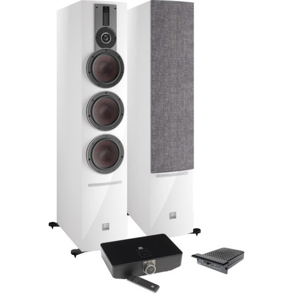 Dali Rubicon 8C + Sound Hub + NPM-2i - Ensemble Stéréo Sans Fil connecté - Noir Laqué, Laqué Blanc ou Noyer