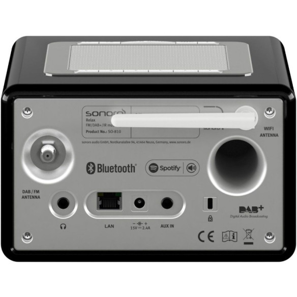 Sonoro Relax - Poste Radio connecté et FM/DAB+ - Laqué Noir, Laqué Blanc, Laqué Rouge, Argent, Noyer ou Rose