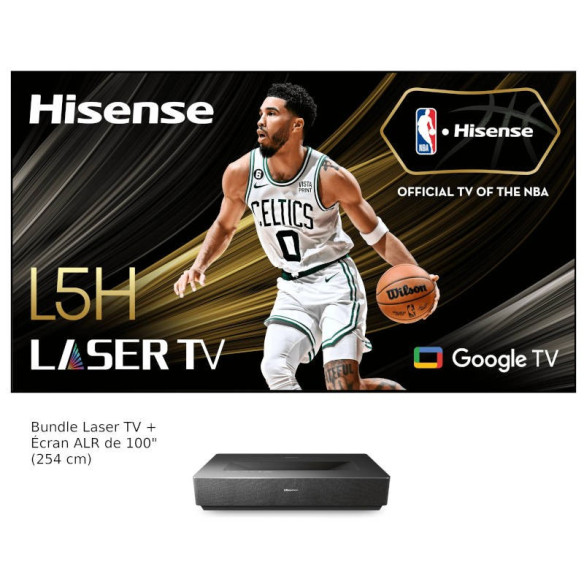 Hisense 100L5HD - Pack Vidéoprojecteur Ultra Courte Focal Laser 4K + Écran 100"