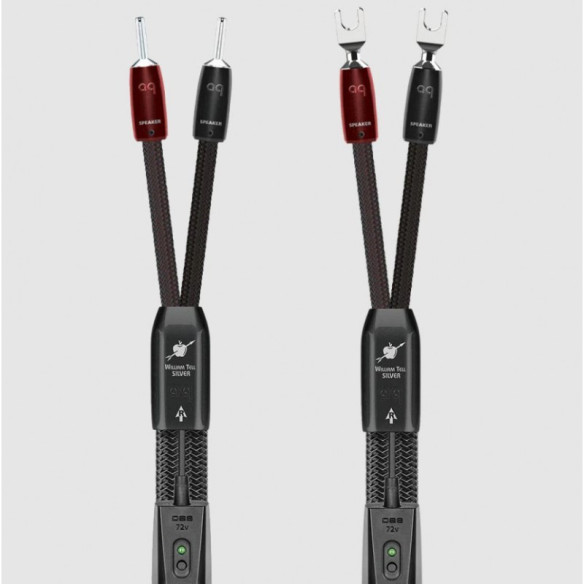 AudioQuest William Tell SILVER BiWire Combo - Câble d'Enceintes Montés - Noir & Noir/Argent