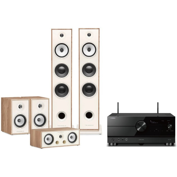 Triangle Pack Borea BR08, BR02, BRC1 + Yamaha RX-V6A - Home Cinéma 5.0 - Noir, Blanc, Light Oak ou Noyer