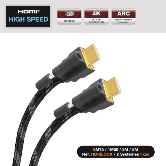 HDMI Real Cable HD-LOCK 3m00 - Câble HDMI EVOLUTION 1.3 compatible 1.4 High Speed