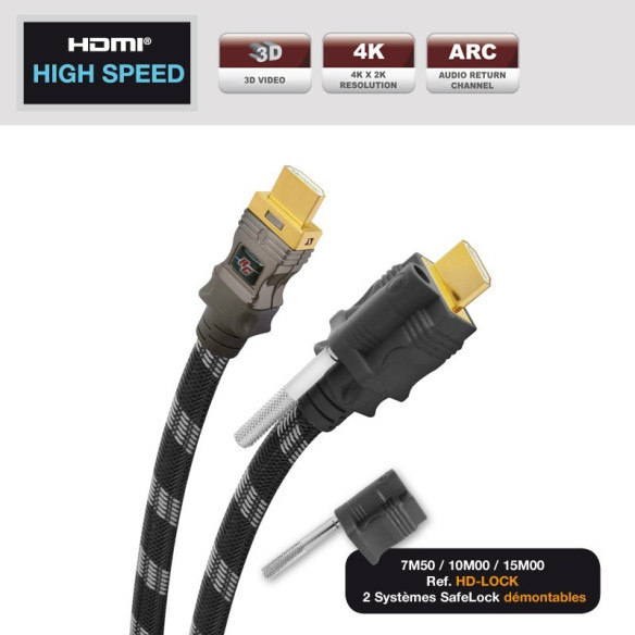 HDMI Real Cable HD-LOCK 15m00 - Câble HDMI INNOVATION 1.3 compatible 1.4 High Speed