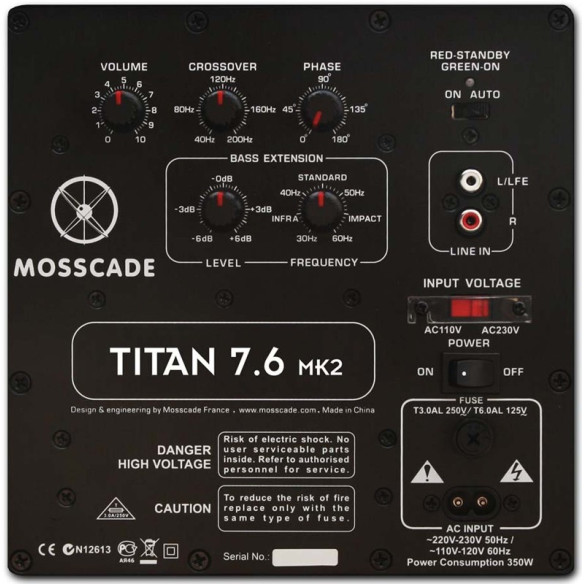 Mosscade Titan 7.6 MK2 - Caisson de basses Laqué noir