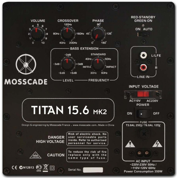 Mosscade Titan 15.6 MK2 - Caisson de basses Laqué noir