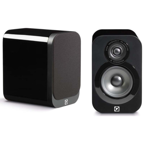 Q Acoustics 3010 - Enceintes Bibliothèques Graphite Mat, Noyer, Cuir Noir, Laqué Blanc ou Noir