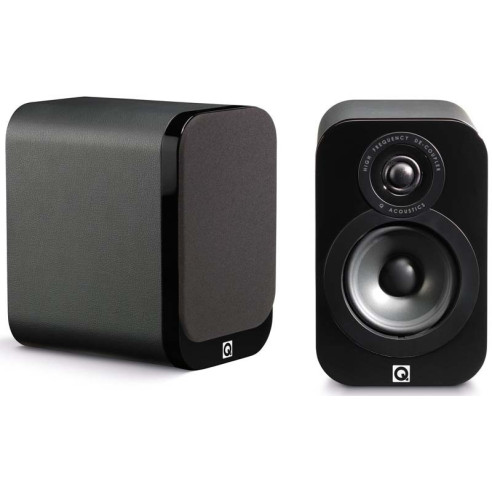 Q Acoustics 3010 - Enceintes Bibliothèques Graphite Mat, Noyer, Cuir Noir, Laqué Blanc ou Noir