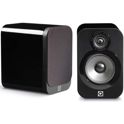 Q Acoustics 3020 - Enceintes Bibliothèques Graphite Mat, Noyer, Cuir Noir, Laqué Blanc ou Noir