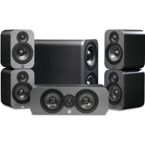 Q Acoustics 3000 5.1 - Pack home cinema Graphite Mat, Noyer, Cuir Noir, Laqué Blanc ou Noir