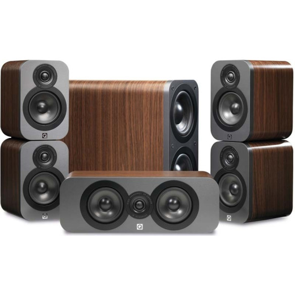 Q Acoustics 3000 5.1 - Pack home cinema Graphite Mat, Noyer, Cuir Noir, Laqué Blanc ou Noir