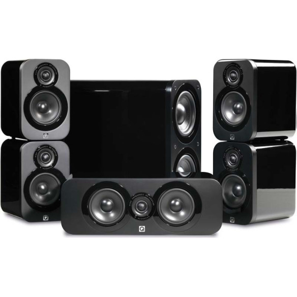 Q Acoustics 3000 5.1 - Pack home cinema Graphite Mat, Noyer, Cuir Noir, Laqué Blanc ou Noir