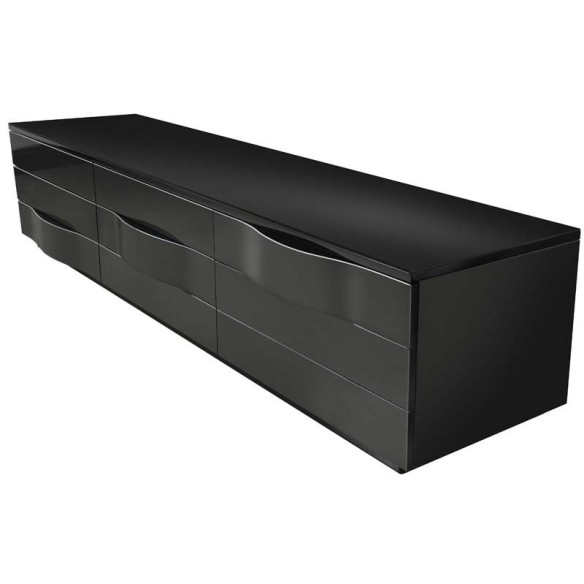 Norstone Cikor - Meuble TV - Laque Noir ou Laqué Blanc
