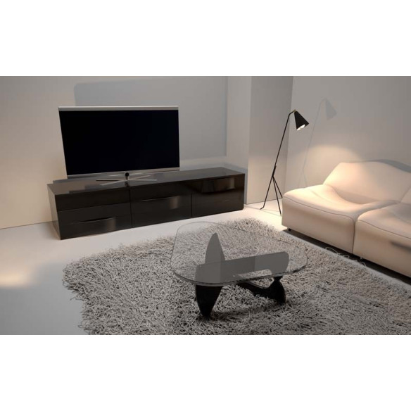 Norstone Cikor - Meuble TV - Laque Noir ou Laqué Blanc