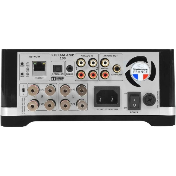 Cabasse Stream AMP 100 - Ampli Stéréo DLNA - Noir