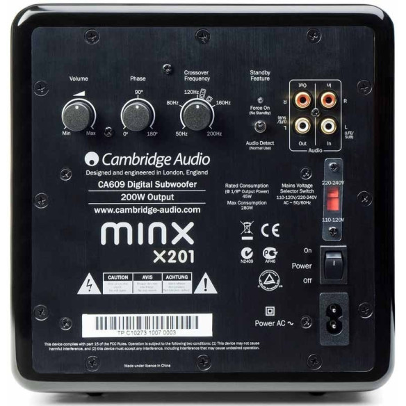 Cambridge Minx X201 - Caisson de Basses - Laqué Noir ou Laqué Blanc